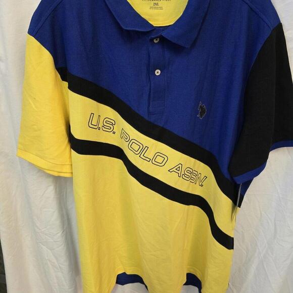U.S. Polo‎ Assn. Men's Sport Sash Polo Size 2XL Yellow/Blue NWT - Picture 1 of 16
